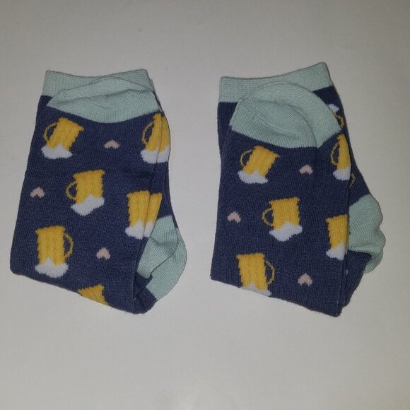 NEW 2 Ale Love Quarter Length Socks Beer Steins Hearts Gift Adult One Size OSFM - Picture 5 of 6